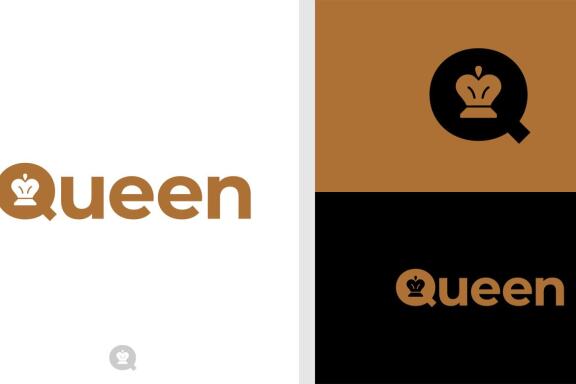 QUEEN LOGO WORDMARK NEGATIVE SPACE EDITABLE