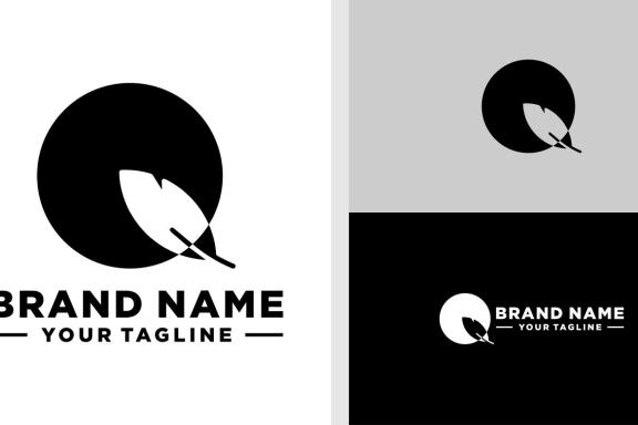 LETTER Q LOGO QUILL NEGATIVE SPACE EDITABLE