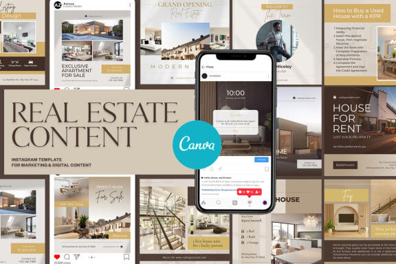 Real Estate Content Instagram | CANVA Template