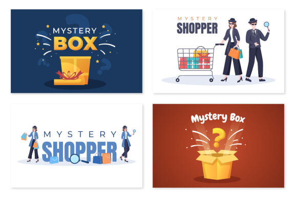 13 Mystery Gift Box Cartoon Illustration 
