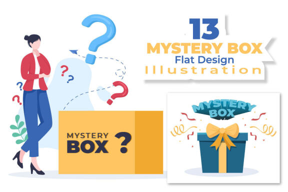 13 Mystery Gift Box Cartoon Illustration 