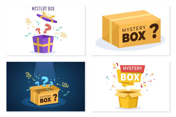 13 Mystery Gift Box Cartoon Illustration 