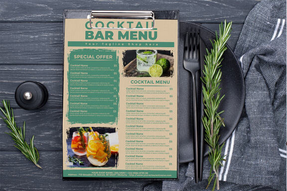 Cocktails Menu - FREE Template