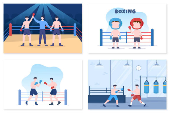 9 Professional Boxing Cartoon Illustration