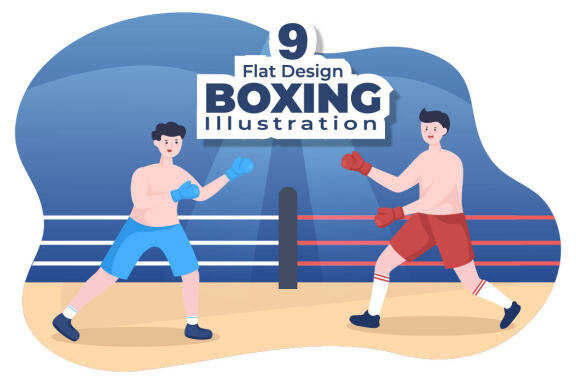 9 Professional Boxing Cartoon Illustration