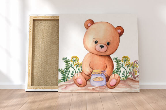 Cute Bear and Bee Watercolor Clipart