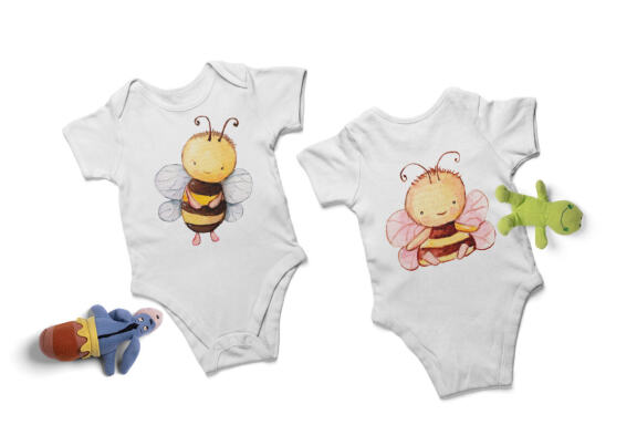 Cute Bear and Bee Watercolor Clipart