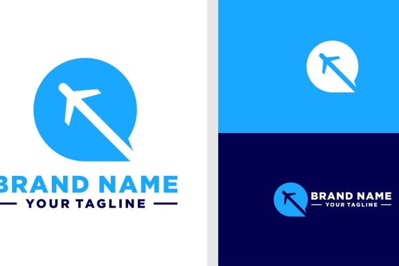 LETTER Q LOGO PLANE NEGATIVE SPACE EDITABLE