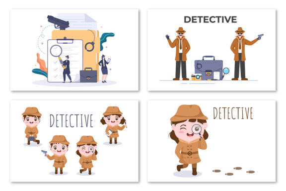 10 Private Investigator or Detective Illustration
