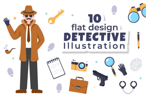 10 Private Investigator or Detective Illustration