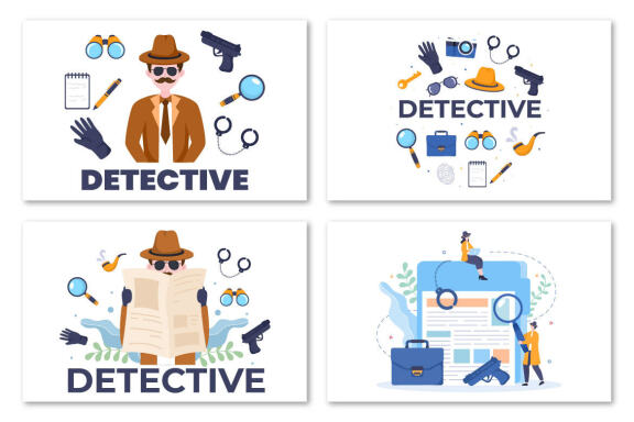 10 Private Investigator or Detective Illustration