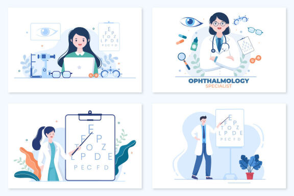 14 Ophthalmology Eyes Flat Design Illustration