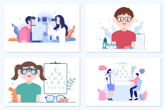 14 Ophthalmology Eyes Flat Design Illustration