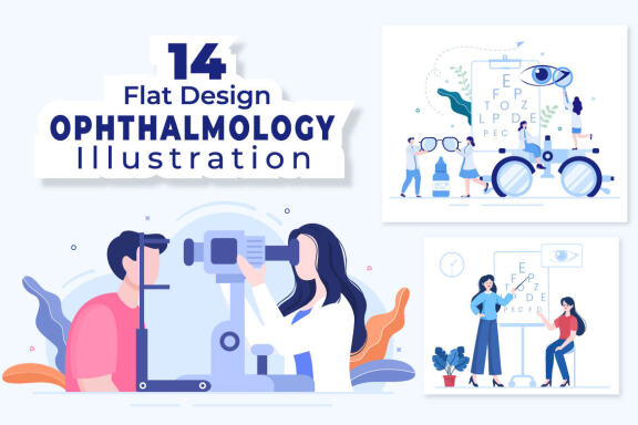 14 Ophthalmology Eyes Flat Design Illustration