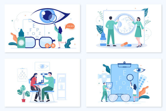 14 Ophthalmology Eyes Flat Design Illustration