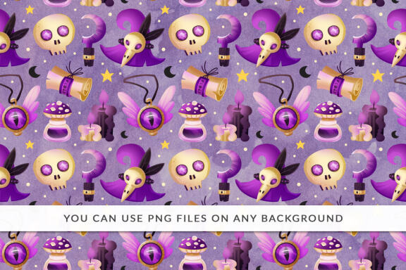 Cute wizard elements seamless patterns