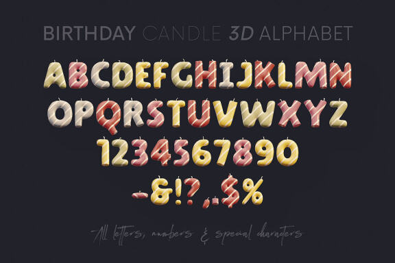 Birthday Candle - 3D Lettering