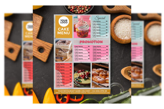 Cake And Pastry Shop Grid Flyer Template (FREE) - Resource Boy