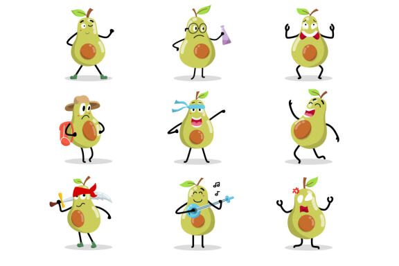 Cute Avocado Character Collection