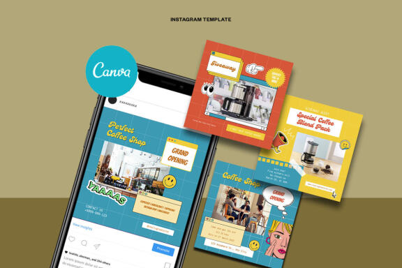 Coffee Shop Content Instagram | CANVA Template