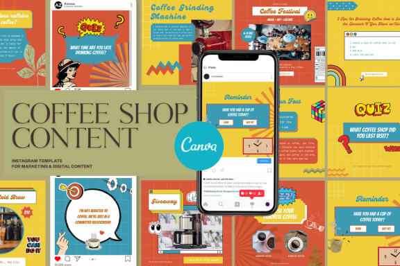 Coffee Shop Content Instagram | CANVA Template