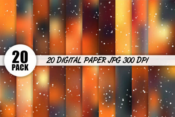 Digital paper gradient dark orange and dots 