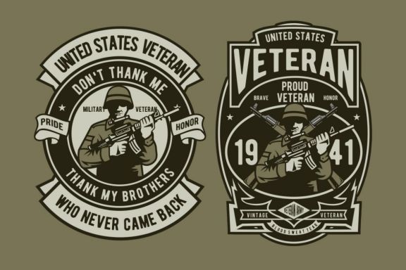 6 Veteran Soldier Badge Design Set