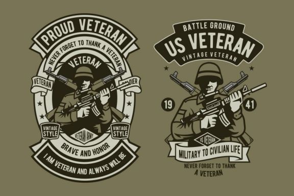 6 Veteran Soldier Badge Design Set