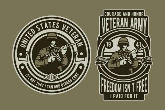 6 Veteran Soldier Badge Design Set