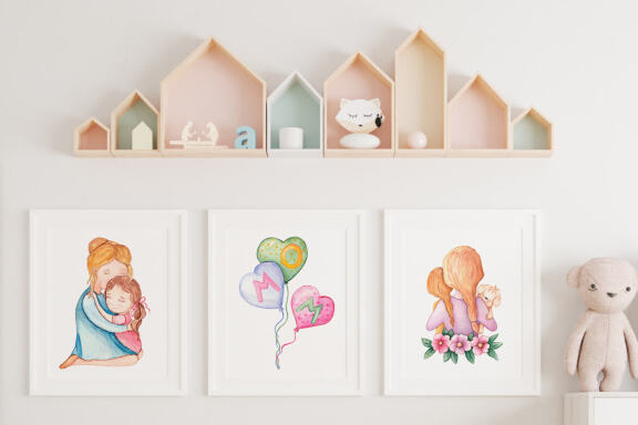 Mom watercolor clipart, mother's day