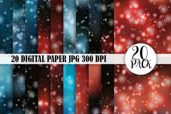 Digital paper bokeh texture blue red and dark color