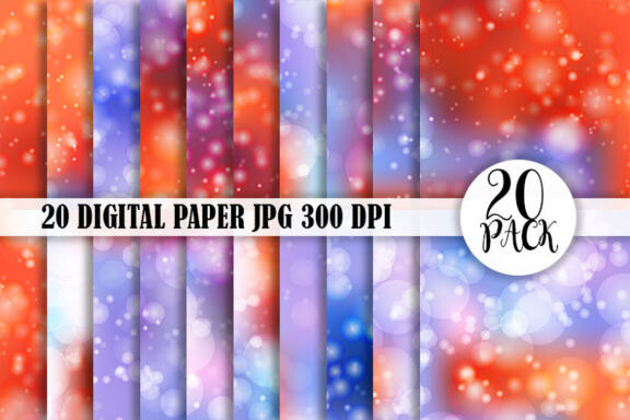 Digital paper bokeh texture gradient blue orange color