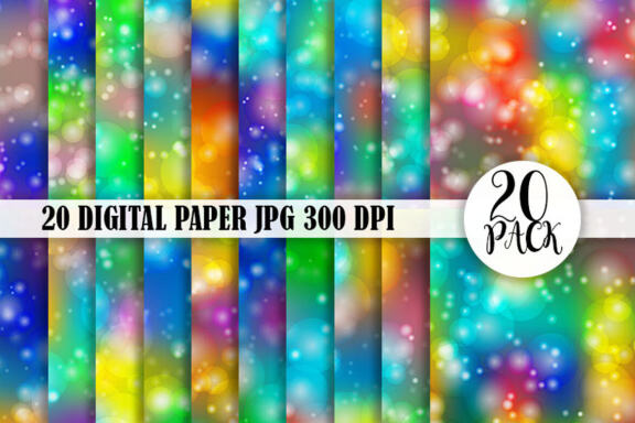 Digital paper bokeh texture gradient colorful