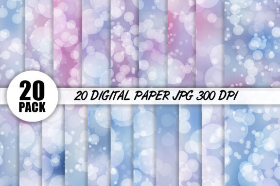 Digital paper bokeh texture blue light color