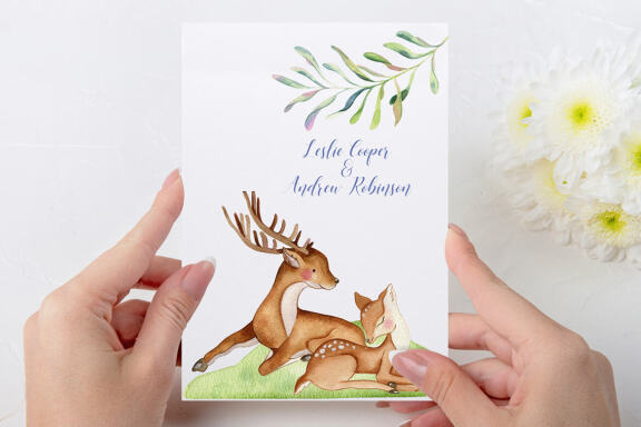 Deer watercolor clipart. Mom and baby. Forest animals
