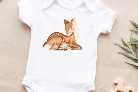 Deer watercolor clipart. Mom and baby. Forest animals