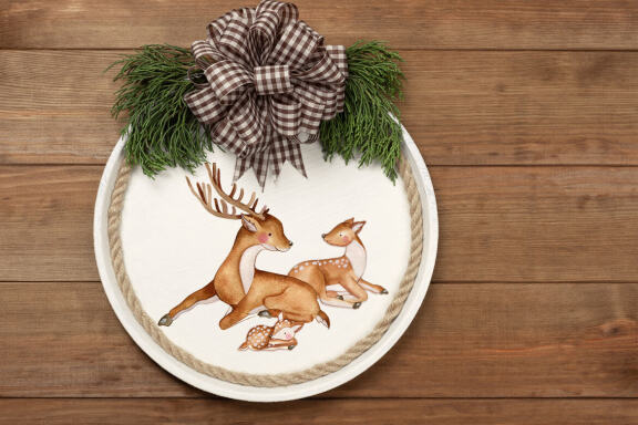 Deer watercolor clipart. Mom and baby. Forest animals