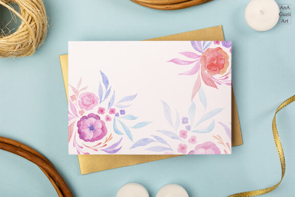 Watercolor flowers arrangements clipart