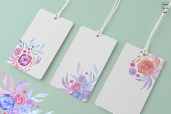 Watercolor flowers arrangements clipart