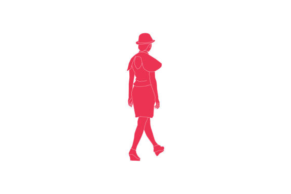 Vector illustration of elegant women walking