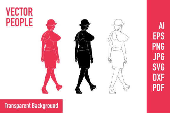 Vector illustration of elegant women walking