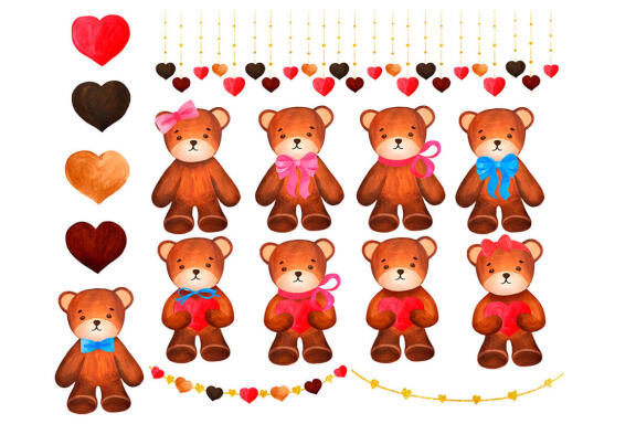 Watercolor Baby Bear clipart, love clipart.