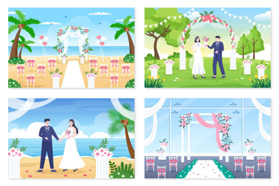 12 Wedding Organizer Cartoon Illustration