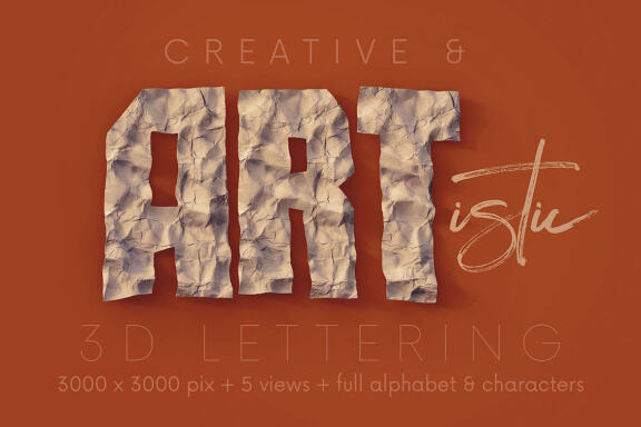 Crumpled Paper - 3D Lettering