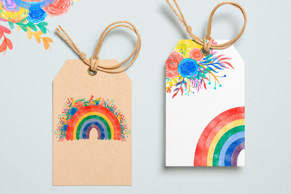 Rainbow and floral illustration
