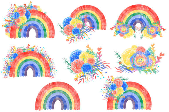 Rainbow and floral illustration