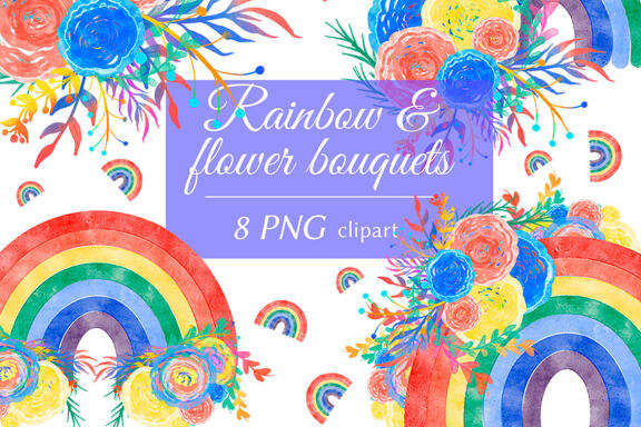 Rainbow and floral illustration