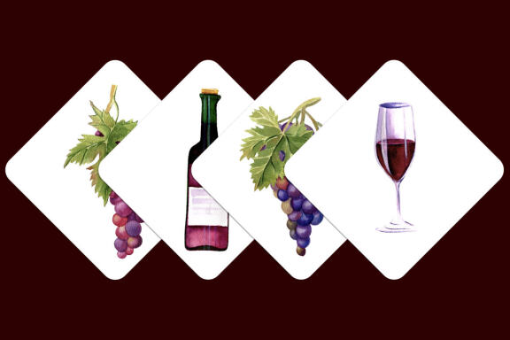 Grapes and wine watercolor clipart