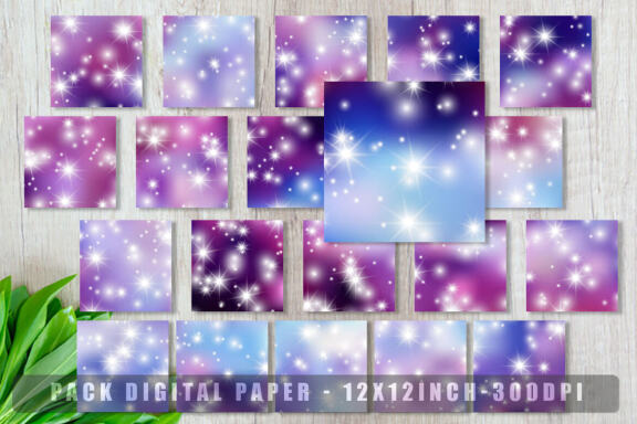 Digital paper texture bokeh with star sparkle