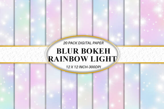 Digital paper texture bokeh unicorn rainbow color with star sparkle 